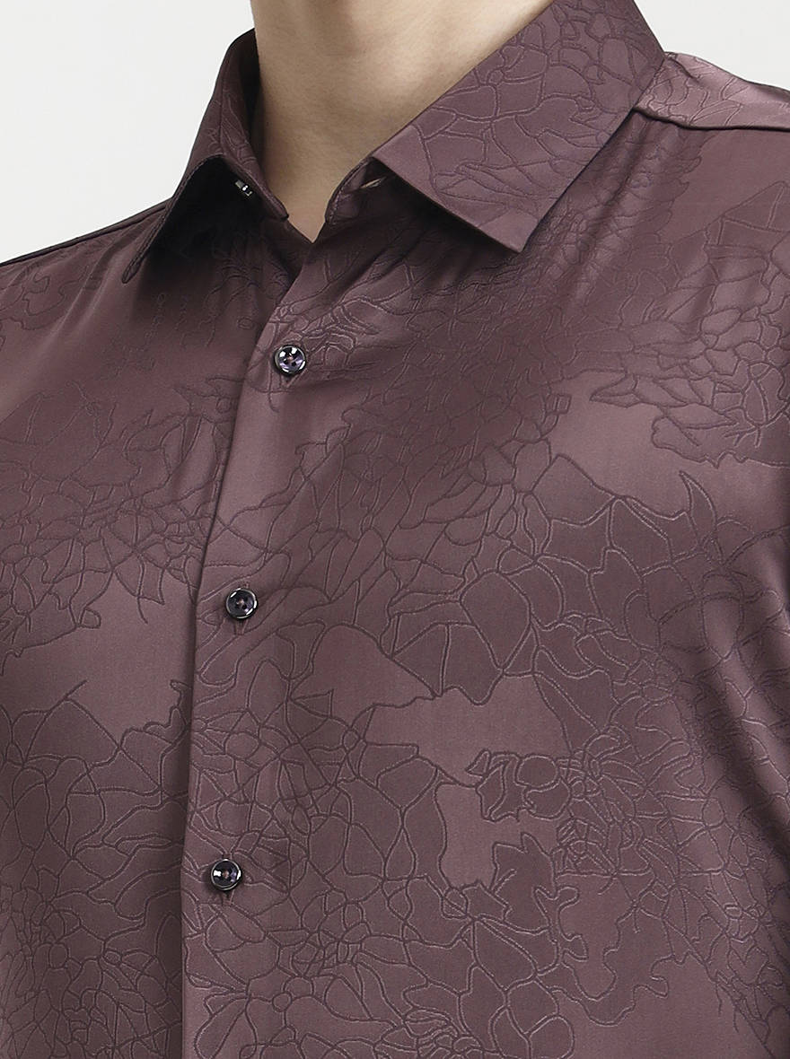 Dusty Pink Solid Slim Fit Party Wear Shirt | Wyre