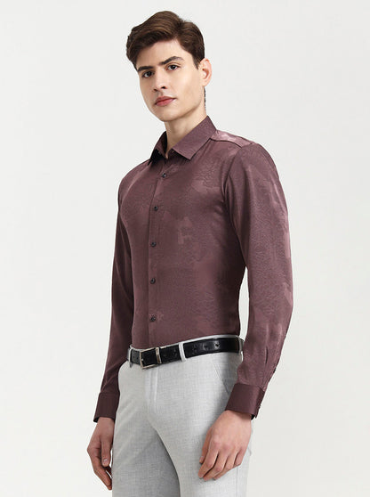 Dusty Pink Solid Slim Fit Party Wear Shirt | Wyre