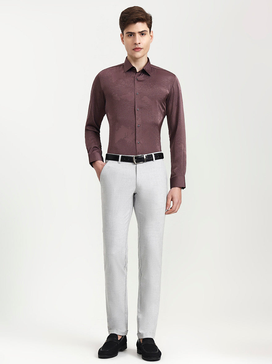 Dusty Pink Solid Slim Fit Party Wear Shirt | Wyre