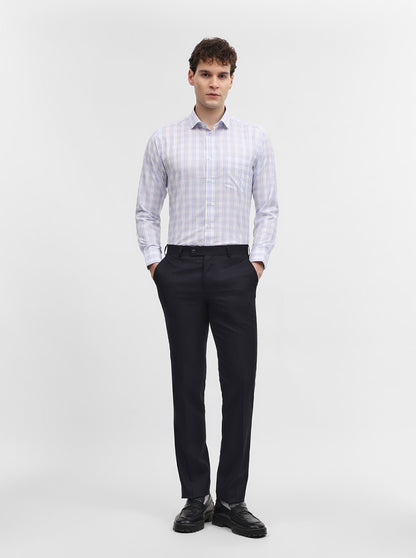 White & Blue Checked Slim Fit Formal Shirt | Greenfibre