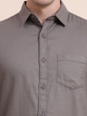 Grey Solid Slim Fit Casual Shirt | JadeBlue