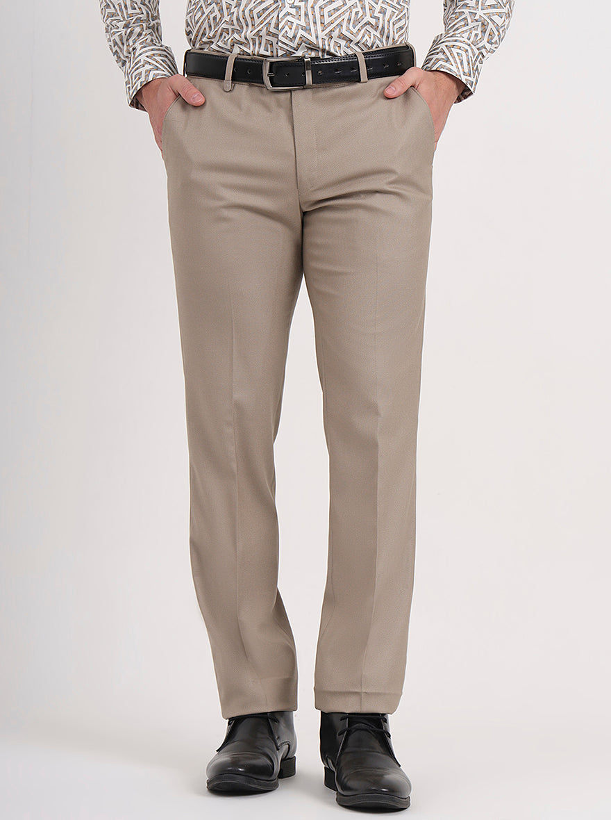 Fawn Solid Slim Fit Formal Trouser | JB Studio