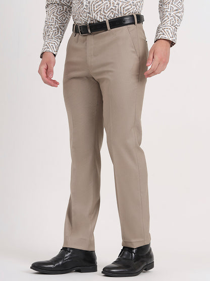 Fawn Solid Slim Fit Formal Trouser | JB Studio