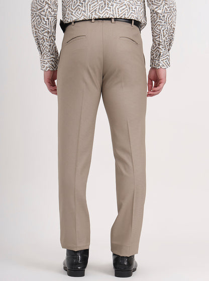 Fawn Solid Slim Fit Formal Trouser | JB Studio