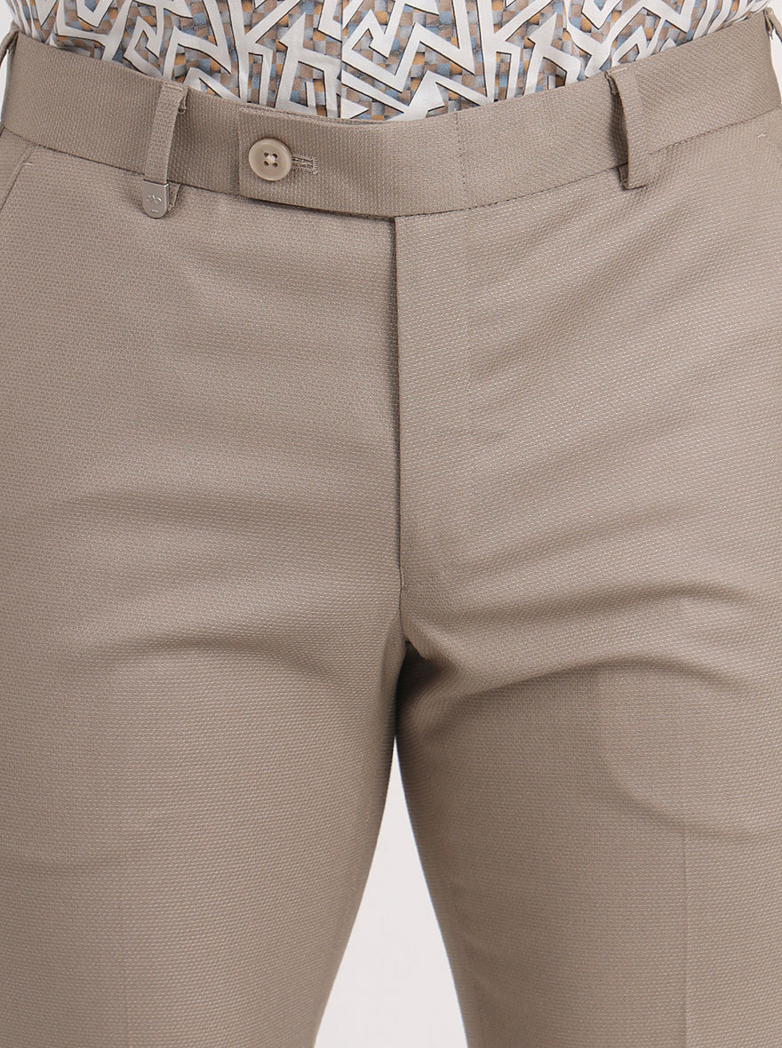 Fawn Solid Slim Fit Formal Trouser | JB Studio