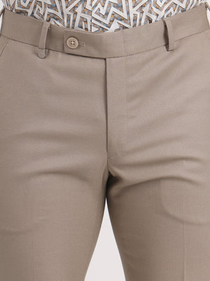 Fawn Solid Slim Fit Formal Trouser | JB Studio