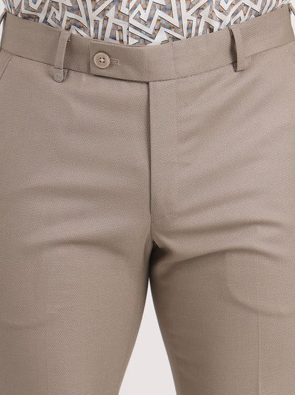 Fawn Solid Slim Fit Formal Trouser | JB Studio