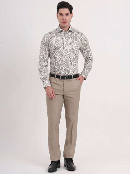 Fawn Solid Slim Fit Formal Trouser | JB Studio
