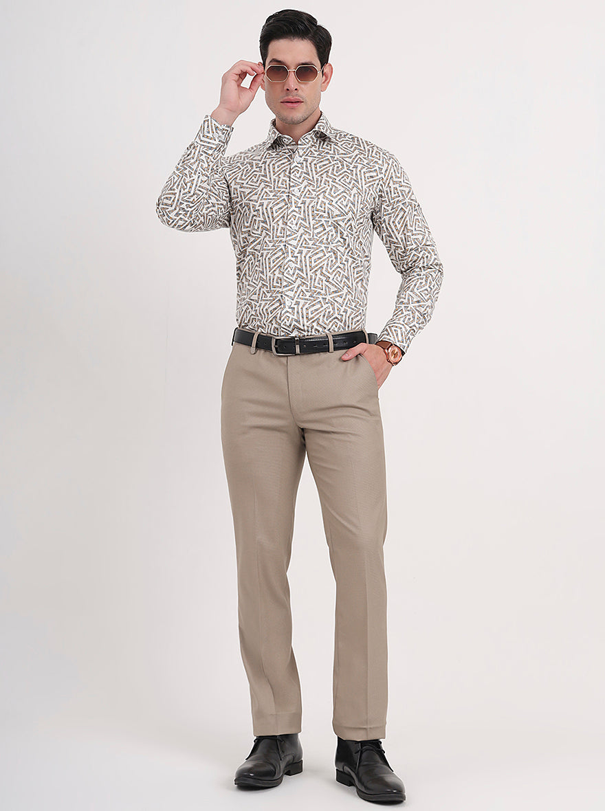 Fawn Solid Slim Fit Formal Trouser | JB Studio