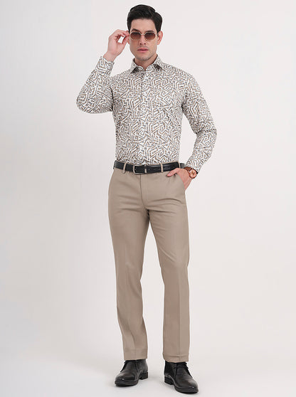 Fawn Solid Slim Fit Formal Trouser | JB Studio