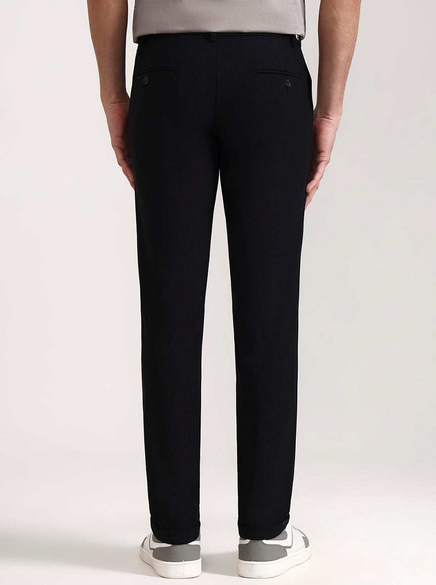 Black Solid Venice Fit Casual Trouser | JadeBlue