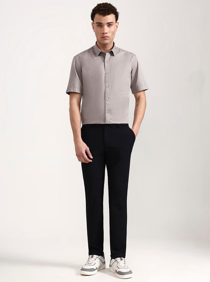 Black Solid Venice Fit Casual Trouser | JadeBlue
