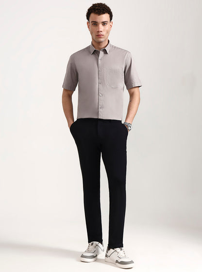 Black Solid Venice Fit Casual Trouser | JadeBlue