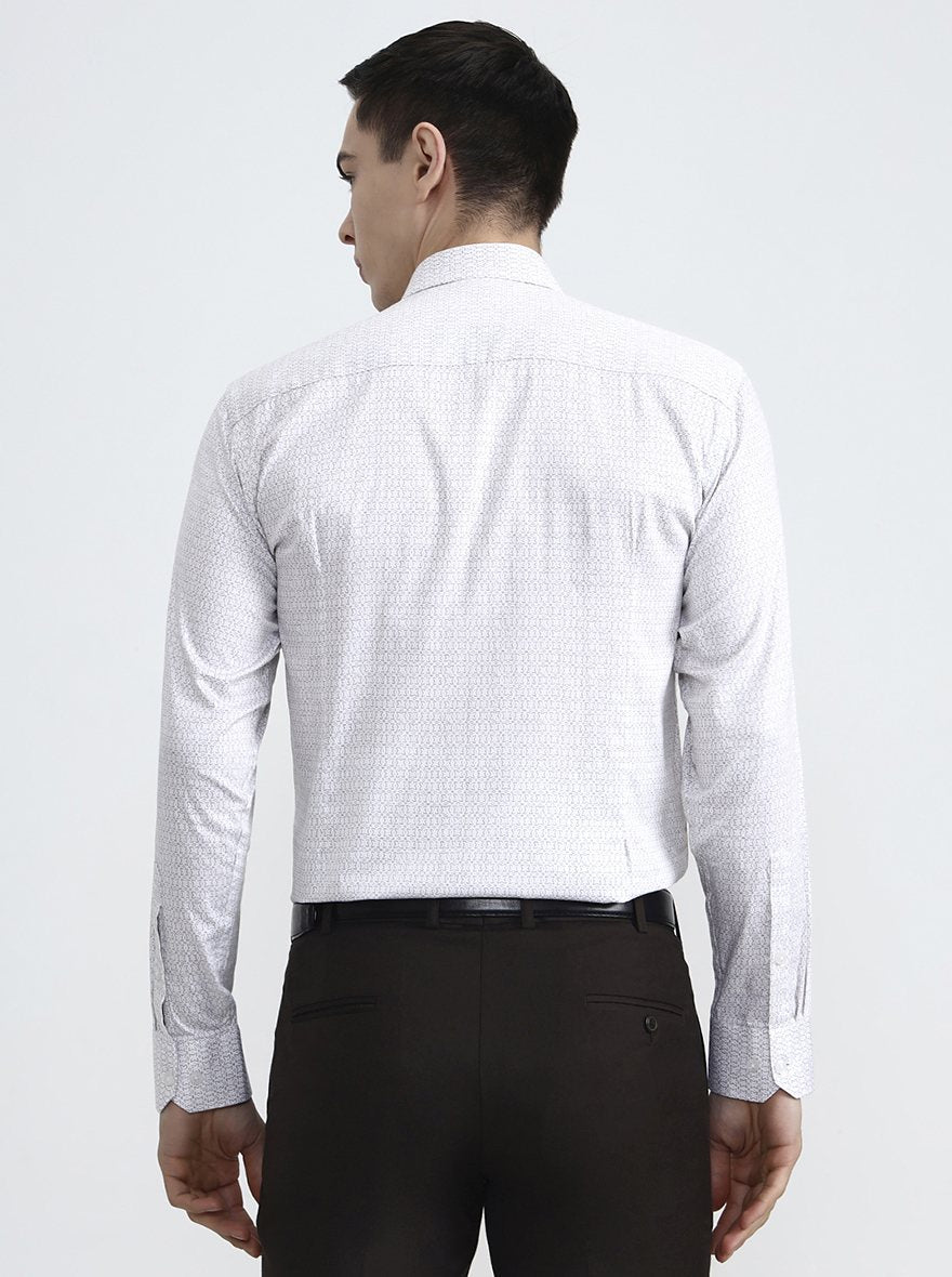 Cream Printed Slim Fit Formal Shirt | Greenfibre