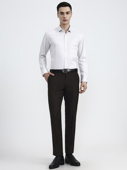 Cream Printed Slim Fit Formal Shirt | Greenfibre