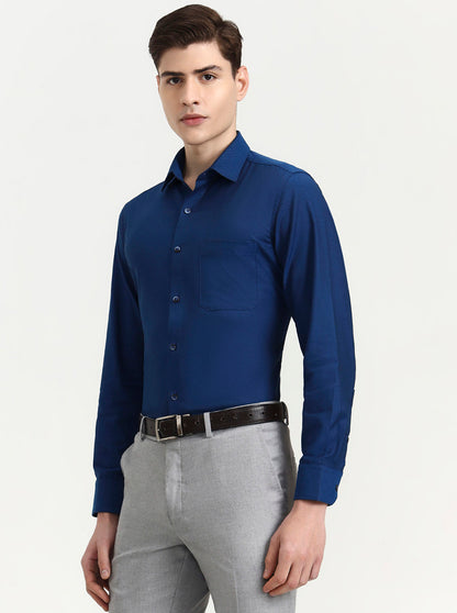 Royal Blue Solid Regular Fit Formal Shirt | JadeBlue