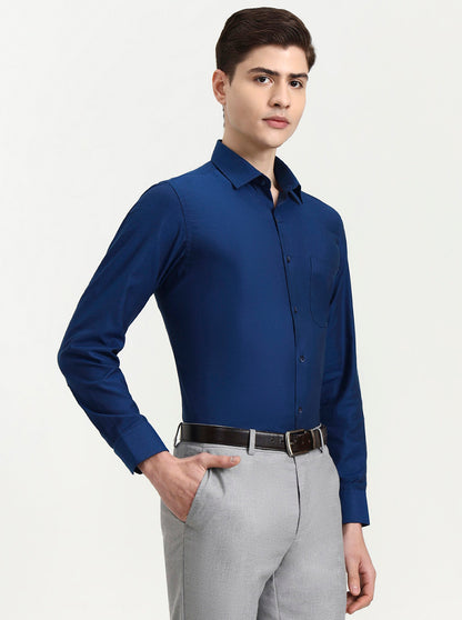Royal Blue Solid Regular Fit Formal Shirt | JadeBlue