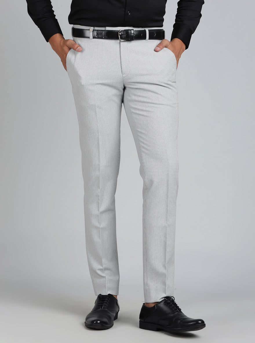 Light Grey Solid Super Slim Fit Formal Trouser | JB Studio