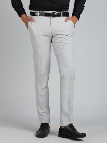 Light Grey Solid Super Slim Fit Formal Trouser | JB Studio