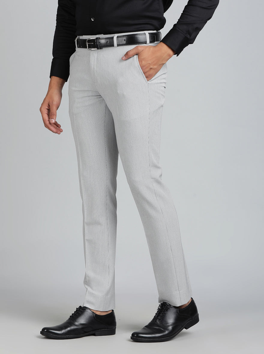 Light Grey Solid Super Slim Fit Formal Trouser | JB Studio