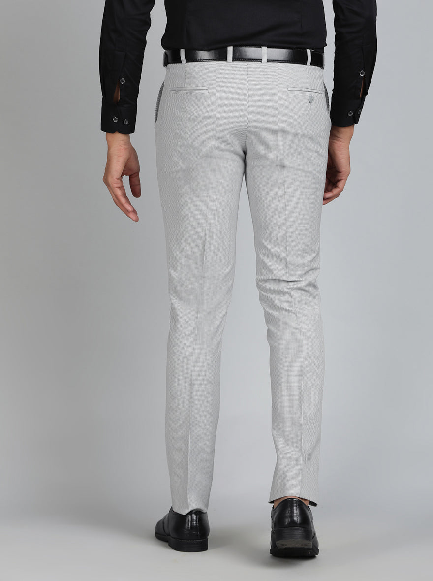 Light Grey Solid Super Slim Fit Formal Trouser | JB Studio