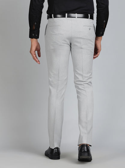 Light Grey Solid Super Slim Fit Formal Trouser | JB Studio