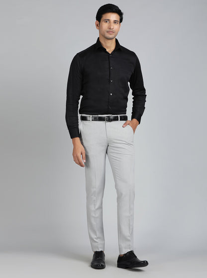 Light Grey Solid Super Slim Fit Formal Trouser | JB Studio