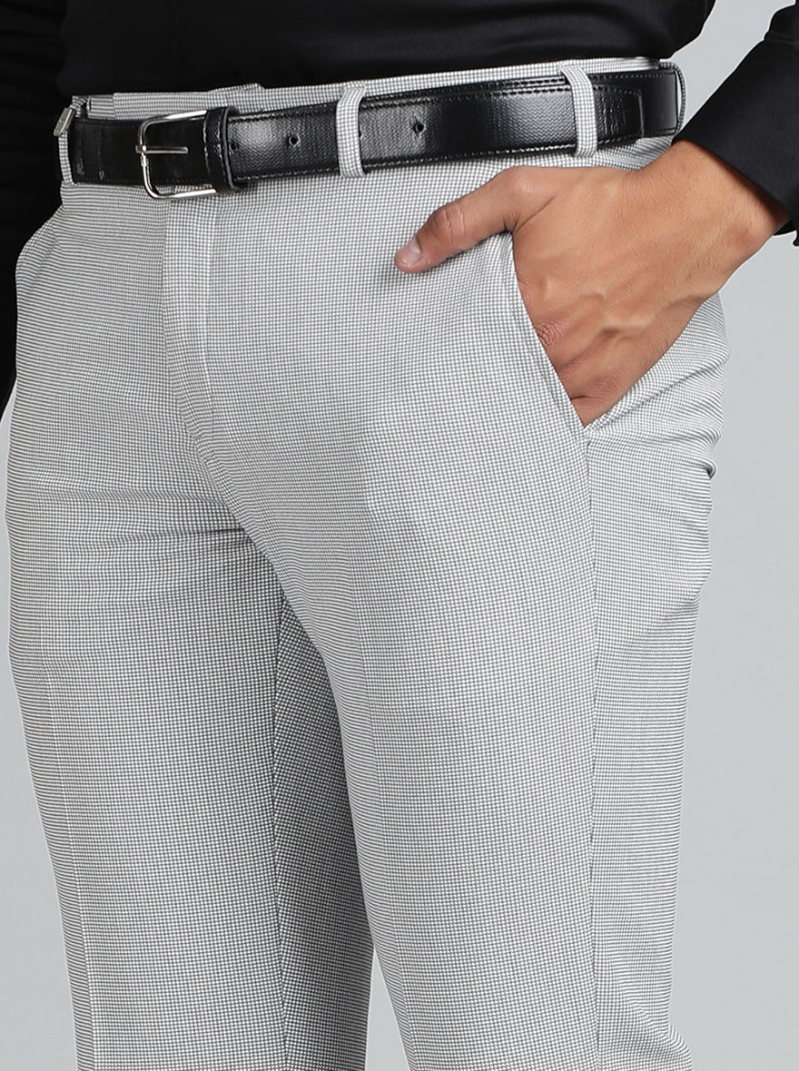 Light Grey Solid Super Slim Fit Formal Trouser | JB Studio