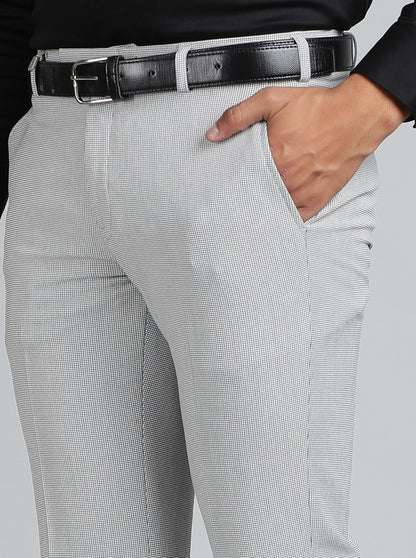 Light Grey Solid Super Slim Fit Formal Trouser | JB Studio