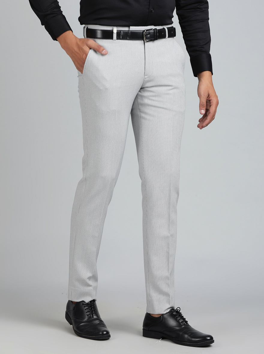 Light Grey Solid Super Slim Fit Formal Trouser | JB Studio