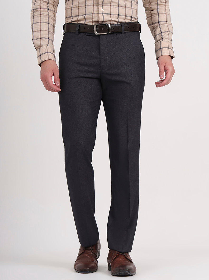 Dark Grey Solid Slim Fit Formal Trouser | JB Studio