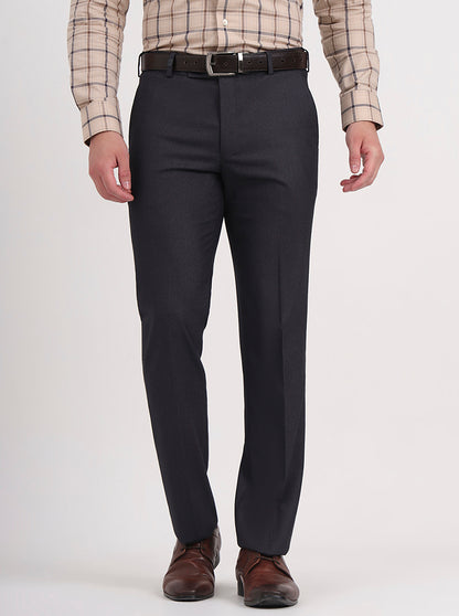 Dark Grey Solid Slim Fit Formal Trouser | JB Studio