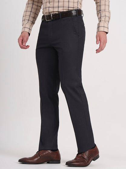 Dark Grey Solid Slim Fit Formal Trouser | JB Studio