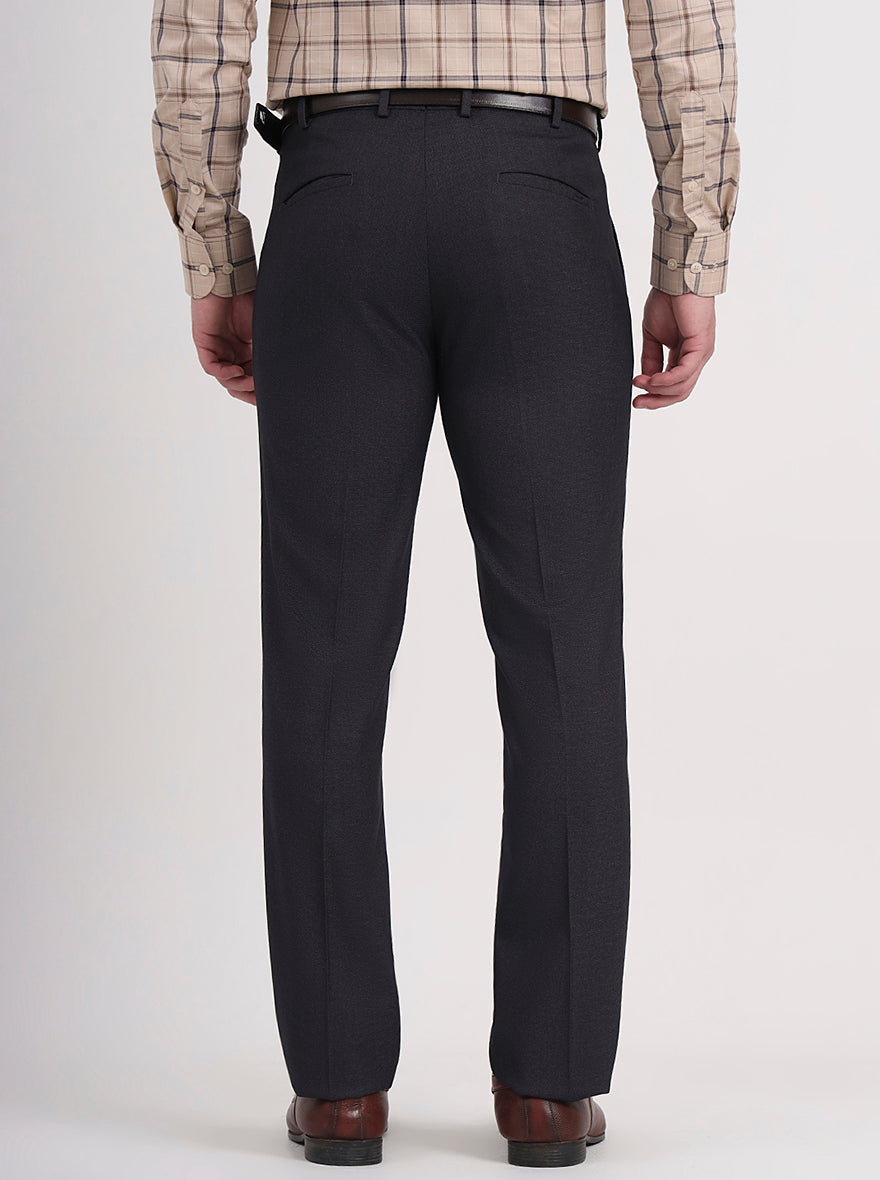 Dark Grey Solid Slim Fit Formal Trouser | JB Studio