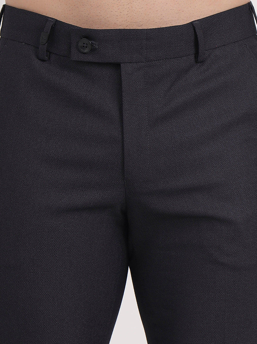 Dark Grey Solid Slim Fit Formal Trouser | JB Studio