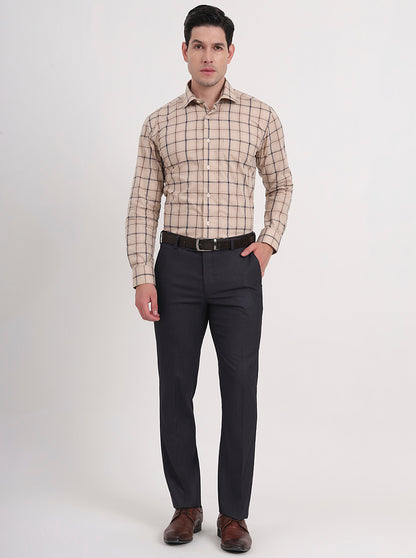Dark Grey Solid Slim Fit Formal Trouser | JB Studio