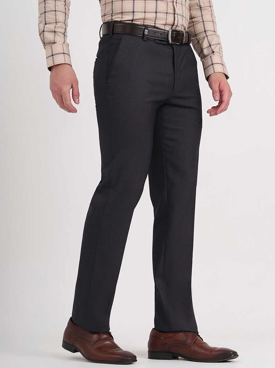 Dark Grey Solid Slim Fit Formal Trouser | JB Studio