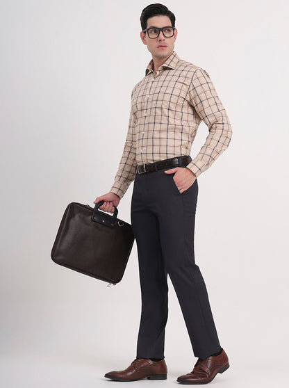 Dark Grey Solid Slim Fit Formal Trouser | JB Studio