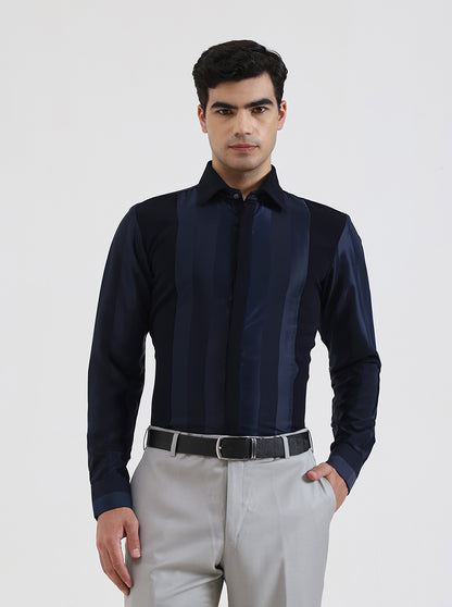 Blue Striped Regular Fit Party Wear Shirt | Wyre