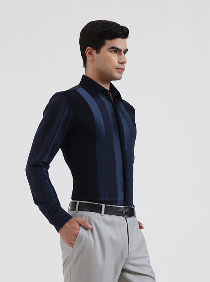 Blue Striped Regular Fit Party Wear Shirt | Wyre