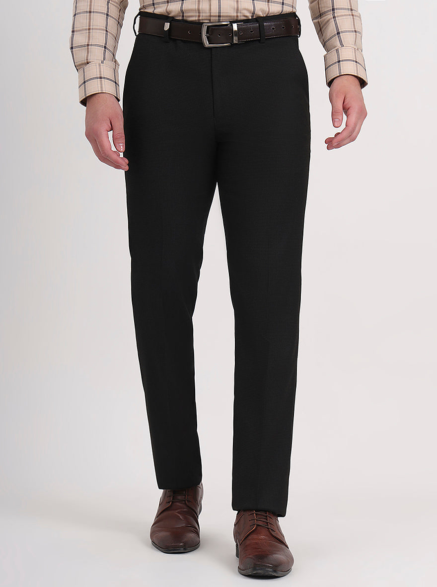 Black Solid Slim Fit Formal Trouser | JB Studio