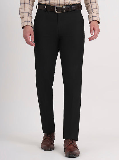 Black Solid Slim Fit Formal Trouser | JB Studio