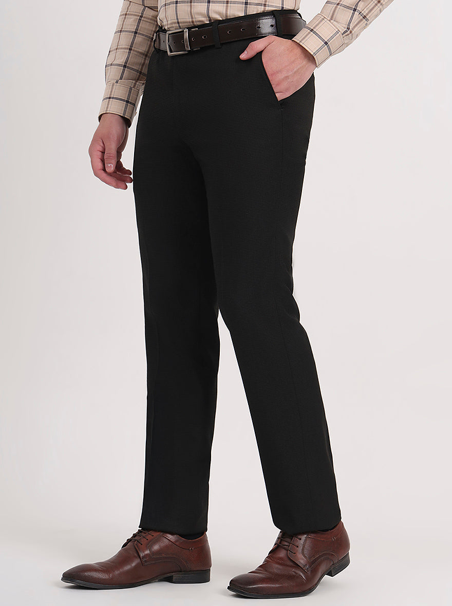 Black Solid Slim Fit Formal Trouser | JB Studio