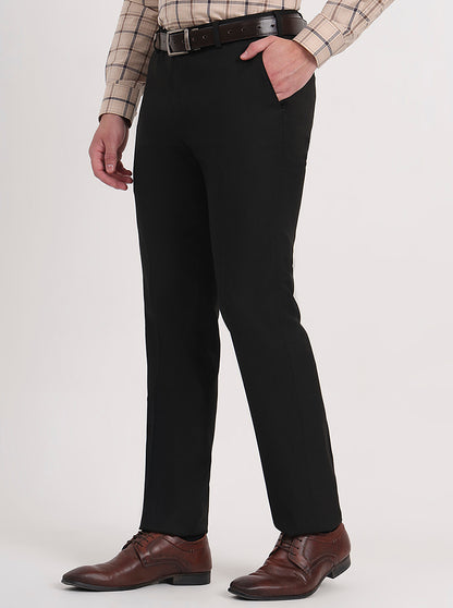 Black Solid Slim Fit Formal Trouser | JB Studio