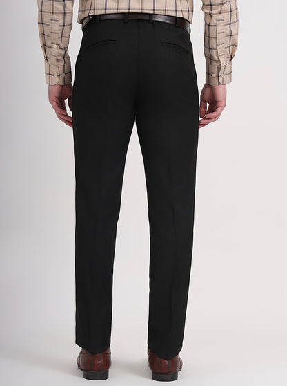 Black Solid Slim Fit Formal Trouser | JB Studio