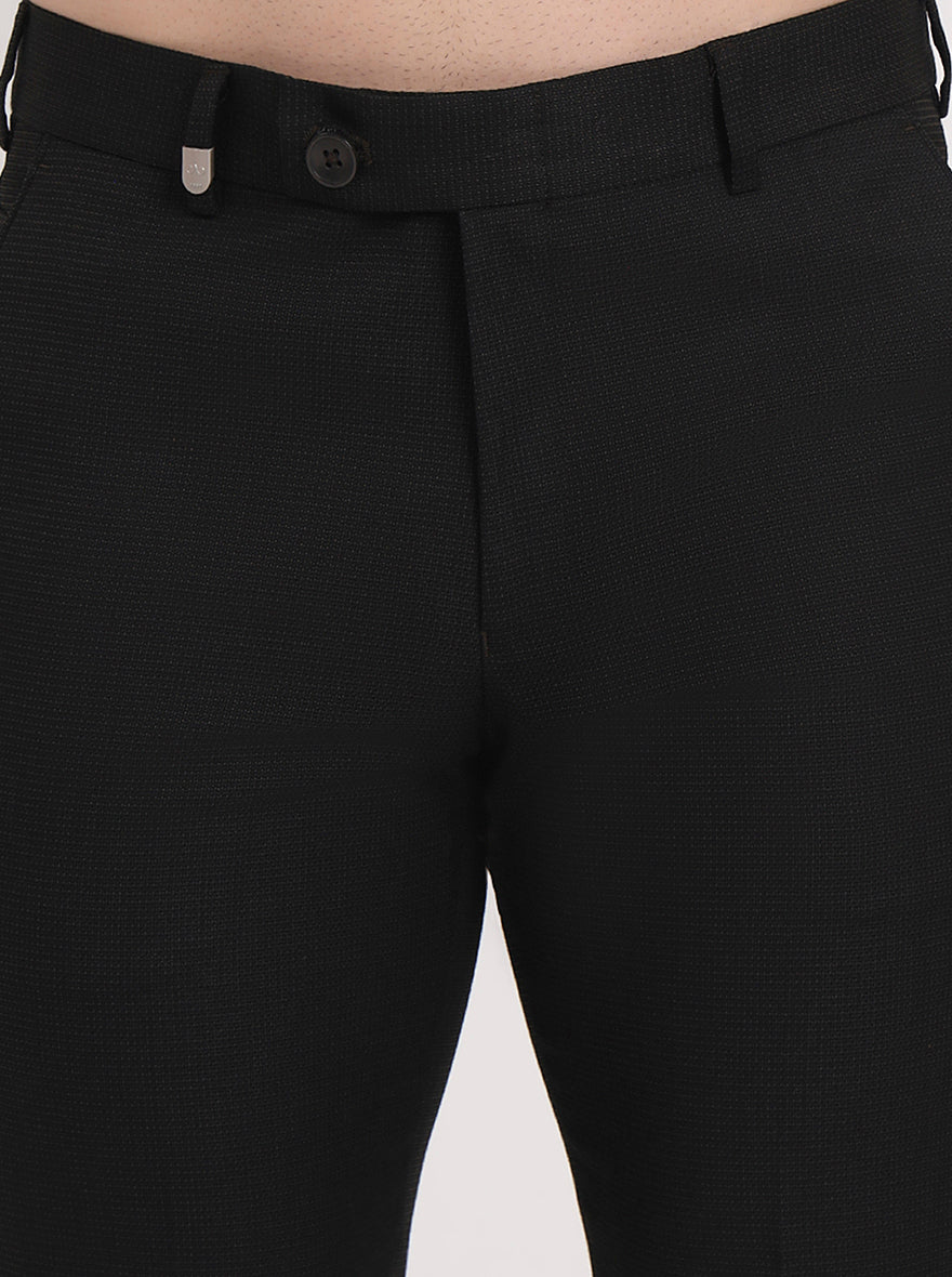 Black Solid Slim Fit Formal Trouser | JB Studio