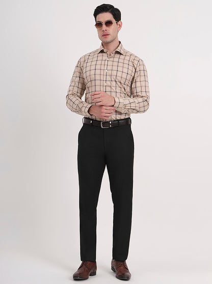 Black Solid Slim Fit Formal Trouser | JB Studio