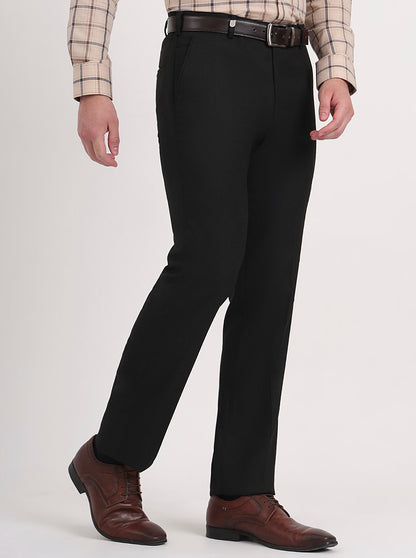 Black Solid Slim Fit Formal Trouser | JB Studio