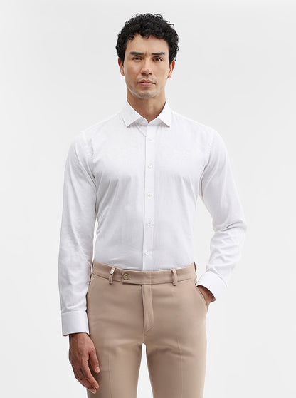 White Printed Slim Fit Party Wear Shirt | Wyre