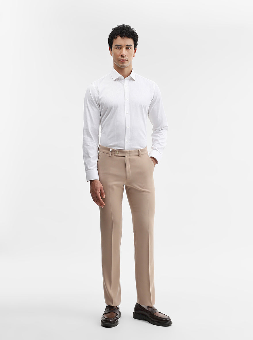 White Printed Slim Fit Party Wear Shirt | Wyre